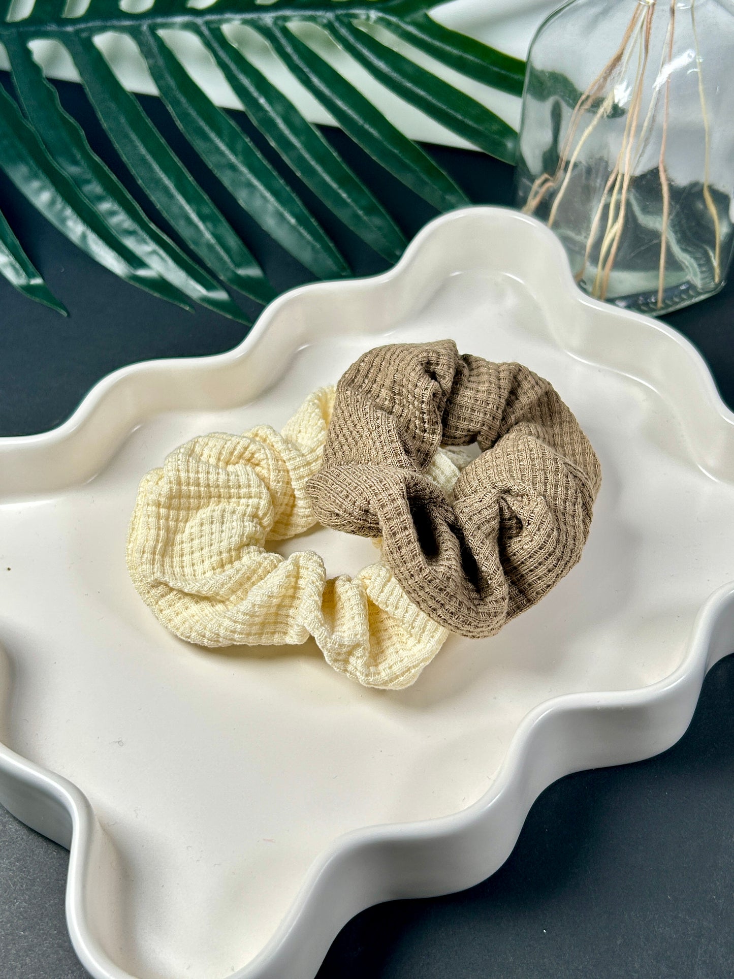 2-Pcs Waffle Knit Assorted Scrunchie Set