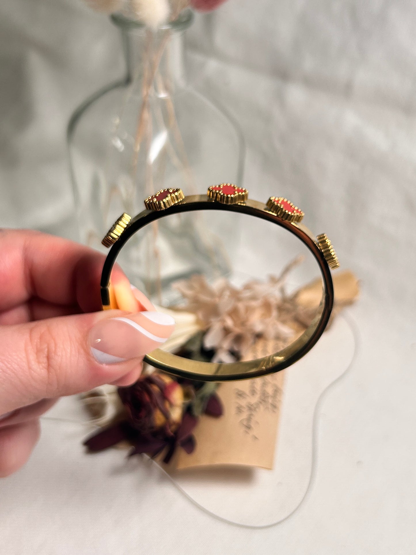 Ruby Bloom Bangle Bracelet