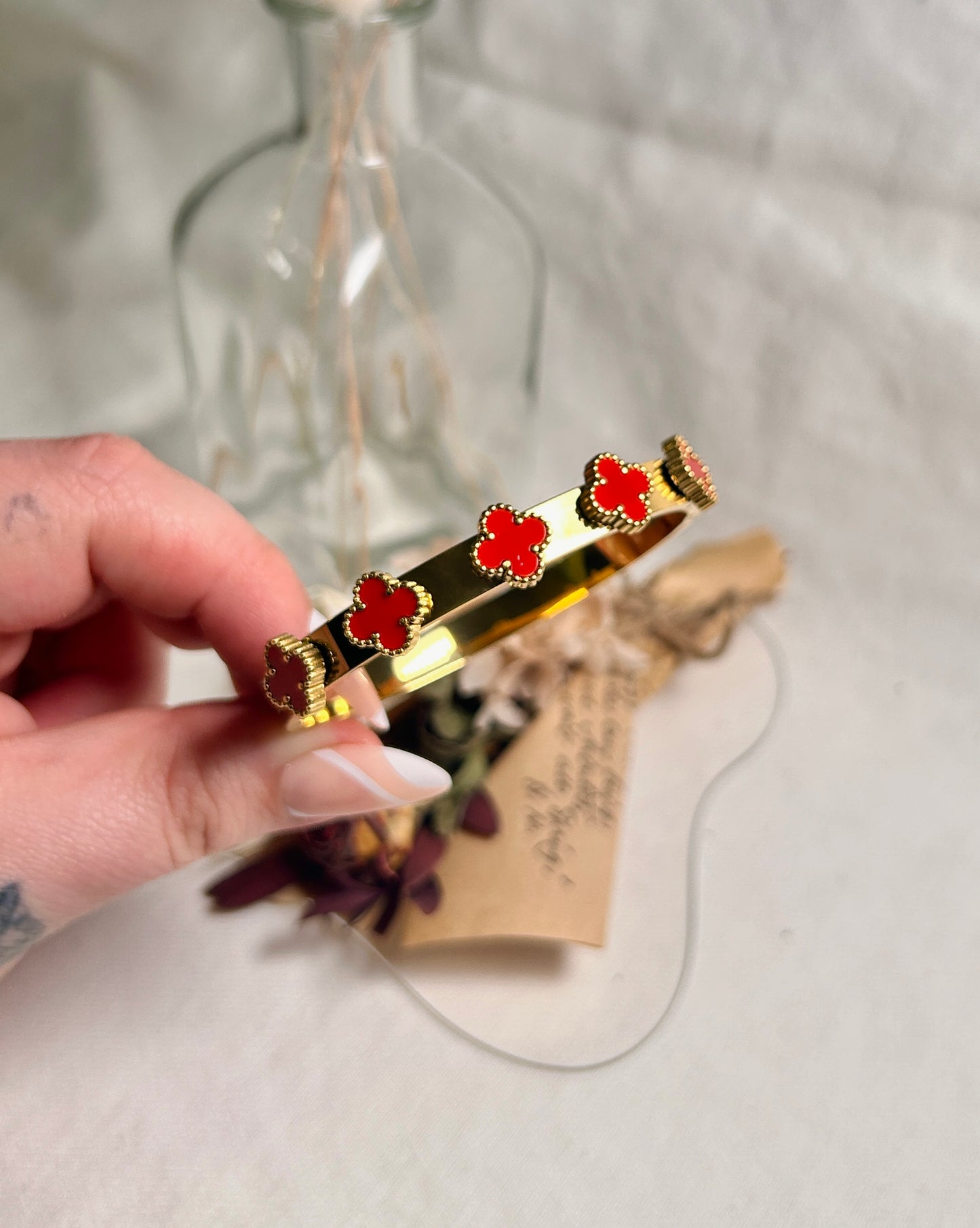 Ruby Bloom Bangle Bracelet